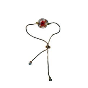 Artefaira Jewelry-Real Dry Poppy Flower Bracelet with 12 Inch Chain