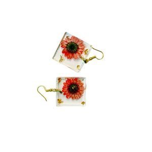 Artefaira Jewelry  - Real Dried Daisy Flowers Earrings - Squares Drops