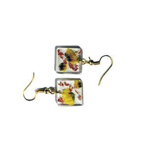 Artefaira Jewelry  - Real Dried Poppy Flowers Earrings - Square Drops