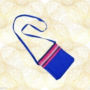 Praakriti- Khun Fabric Golden Blue Sling Bag Model-SNOSCS1 -by Sameesh Creations