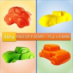 Kids Red-Yellow-Orange-Green Cars Handmade Herbal Soap-Pack of 4 (310 Grams)-EL1122225