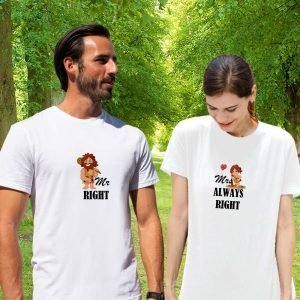 Printed T Shirts-Pack of 2-Mr-Mrs-Right-Couple Tee-by ZingerTees-EL9120006-7