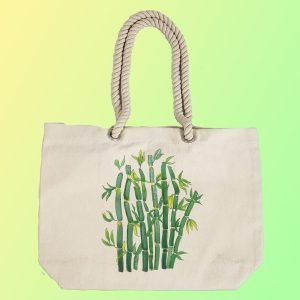 EqualLife – Hand Painted Canvas Tote Bag – Bamboo Tree – EL8210113