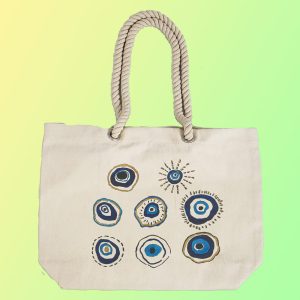 EqualLife – Hand Painted Canvas Tote Bag – Evil Eye Protection – EL8210115