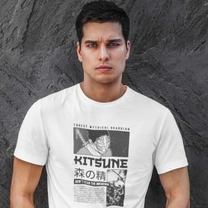 Printed T Shirts-Japanese Anime Art Series – 6 – Kitsune Forest Mythical Guardian Design-by ZingerTees-Unisex-EL9120220