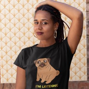 Printed T Shirts-Funny Dog Life Series – 7 – I Am Listening Design-by ZingerTees-Unisex-EL9120137