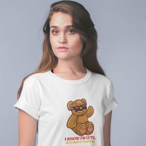 Printed T Shirts-Teddy Bear Series 3 – I am Cute Design-by ZingerTees-For Women-EL9120105