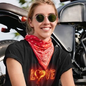 Printed T Shirts-Flame Art Series -6 – Flaming Love for Bikers-by ZingerTees-Unisex-EL9120162