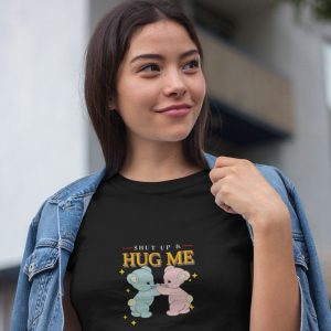 Printed T Shirts-Teddy Bear Series 2- Hug Me Design-by ZingerTees-For Women-EL9120104