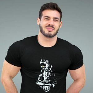 Printed T Shirts-God – Shiva – 4 – Black and White Design-by ZingerTees-Unisex-EL9120208