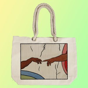 EqualLife – Printed 100% Recycled Cotton Canvas Tote Bag – Fall of Man Design – EL8220113