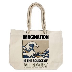 EqualLife – Printed 100% Recycled Cotton Canvas Tote Bag – Beautiful Sea Waves Design – EL8220117