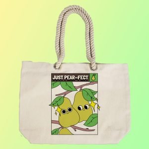 EqualLife – Printed 100% Recycled Cotton Canvas Tote Bag –Just Pear-fect Design – EL8220112