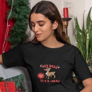 Printed T Shirts-Funny Christmas Series – 3 – Hey Deer It’s X-Mas Design-by ZingerTees-Unisex-EL9120143