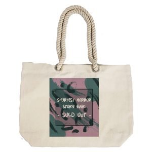 EqualLife – Printed 100% Recycled Cotton Canvas Tote Bag – Shortest Horror Story Ever Design – EL8220124