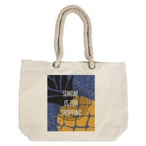 EqualLife – Printed 100% Recycled Cotton Canvas Tote Bag – Sunday is for Shopping Design – EL8220125