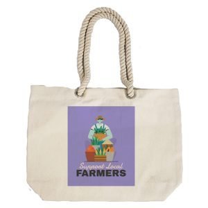 EqualLife – Printed 100% Recycled Cotton Canvas Tote Bag – Support Local Farmers Design – EL8220128