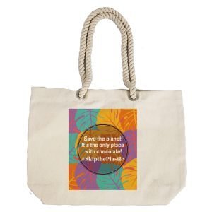 EqualLife – Printed 100% Recycled Cotton Canvas Tote Bag – Save the Planet Skip The Plastic Design – EL8220129