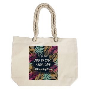 EqualLife – Printed 100% Recycled Cotton Canvas Tote Bag – Shopping Time Design – EL8220130