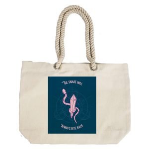 EqualLife – Printed 100% Recycled Cotton Canvas Tote Bag – Snake Will Always Bite Back Design – EL8220131