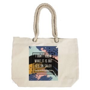 EqualLife – Printed 100% Recycled Cotton Canvas Tote Bag – Always is Shopping Time Design – EL8220135