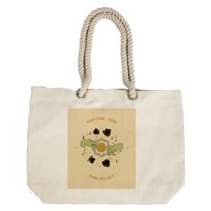 EqualLife – Printed 100% Recycled Cotton Canvas Tote Bag – Everything I Touch Turns to Gold Design – EL8220136