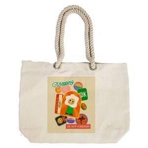 EqualLife – Printed 100% Recycled Cotton Canvas Tote Bag – Assorted Funny Stickers Design – EL8220138