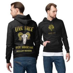 Printed Hoodie-Live Free Ride Hardcore Bullet Rider – Biker Design-by ZingerTees-Unisex-EL9410008