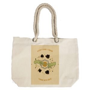 EqualLife – Printed 100% Recycled Cotton Canvas Tote Bag – Astrology Hands Wisdom Design – EL8220141