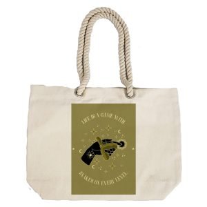 EqualLife – Printed 100% Recycled Cotton Canvas Tote Bag – Astrology Snake Hands Wisdom Design – EL8220142