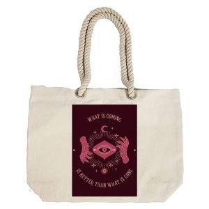 EqualLife – Printed 100% Recycled Cotton Canvas Tote Bag – Astrology Magic Eye Hands Wisdom Design – EL8220143