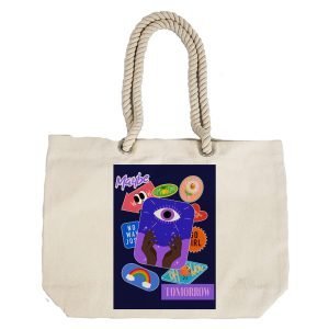 EqualLife – Printed 100% Recycled Cotton Canvas Tote Bag – Funny Stickers Design No.1 – EL8220145