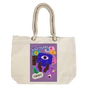 EqualLife – Printed 100% Recycled Cotton Canvas Tote Bag – Funny Stickers Design No.3 – EL8220147