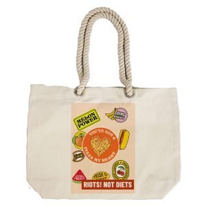 EqualLife – Printed 100% Recycled Cotton Canvas Tote Bag – Funny Stickers Design No.5 – EL8220149