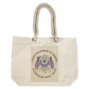 EqualLife – Printed 100% Recycled Cotton Canvas Tote Bag – Astrology Power to Change Design – EL8220151