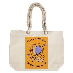 EqualLife – Printed 100% Recycled Cotton Canvas Tote Bag – Astrology Love By The Moon Design – EL8220153