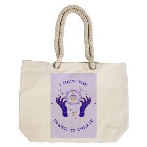 EqualLife – Printed 100% Recycled Cotton Canvas Tote Bag – Astrology Hands Power To Create Design – EL8220155