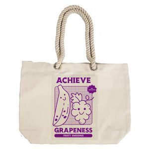 EqualLife – Printed 100% Recycled Cotton Canvas Tote Bag – Funny Achieve Grapeness Design – EL8220158