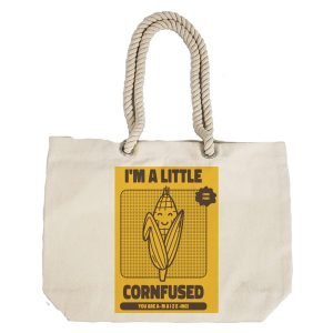 EqualLife – Printed 100% Recycled Cotton Canvas Tote Bag – Funny Little Confused Design – EL8220159