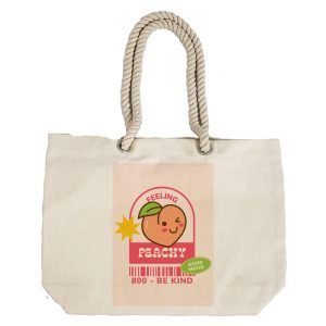 EqualLife – Printed 100% Recycled Cotton Canvas Tote Bag – Funny Feeling Peachy Design – EL8220162