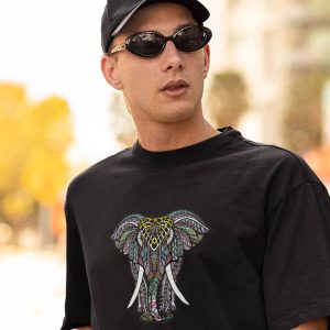 Printed T Shirts-Mandala Series – Elephant Design-by ZingerTees-Unisex-EL9120297