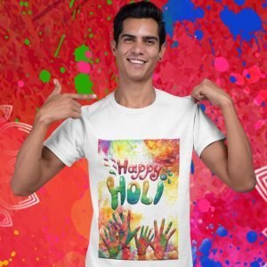 Printed T Shirts-Poly Super Dry Fit – Holi Celebration Series – Happy Holi All Hand Up Design-by ZingerTees-Unisex-EL9120307