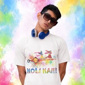 Printed T Shirts-Poly Super Dry Fit – Holi Celebration Series – Radha Krishna Playing Holi Design-by ZingerTees-Unisex-EL9120299