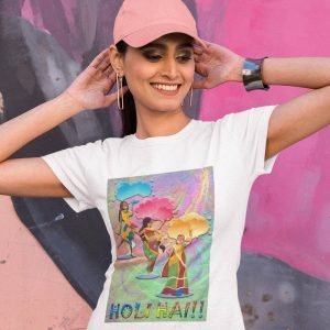 Printed T Shirts-Poly Super Dry Fit – Holi Celebration Series – Three Women Playing Holi Design-by ZingerTees-Unisex-EL9120306