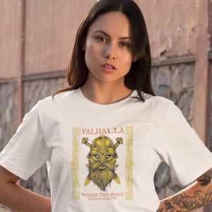 Printed T Shirts-Viking Gods Series – Valhalla Where The Brave Live Forever Design-by ZingerTees-Unisex-EL9120290