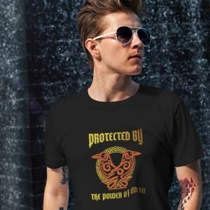 Printed T Shirts-Viking Gods Series – Protected by the Power of Odin Design-by ZingerTees-Unisex-EL9120291