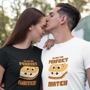 Printed T Shirts-Valentine’s Day – We are the perfect match Design-by ZingerTees-Set of 2 Couple Tees-EL9120257