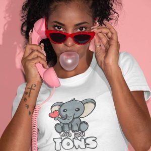 Printed T Shirts-Valentine’s Day – Cute Elephant Love you tons Design-by ZingerTees-Unisex-EL9120273