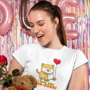 Printed T Shirts-Valentine’s Day – Cute Kitty Love you Fur-Ever Design-by ZingerTees-Unisex-EL9120275