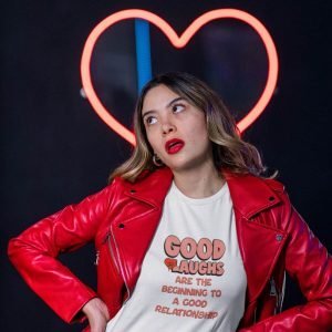 Printed T Shirts-Valentine’s Day – Good Laughs Begin Good Relationship Design-by ZingerTees-Unisex-EL9120261